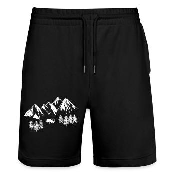 Mountains - Stanley/Stella Trainer Unisex Organic Jogging Shorts - black - Front - Nik (191cm) & Marisol (170cm)