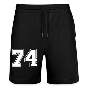74 - Stanley/Stella Trainer Unisex Organic Jogging Shorts - black - Front - Nik (191cm) & Marisol (170cm)