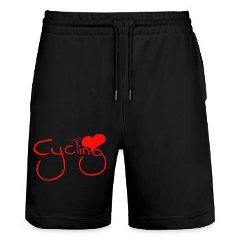 cyclist cycling bmx bike sport mountain biking hobby - Stanley/Stella Trainer Unisex Organic Jogging Shorts - black - Front - Nik (191cm) & Marisol (170cm)