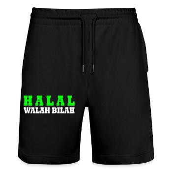 Halal - Stanley/Stella Unisex Bio Joggingshorts Trainer  - Schwarz - Vorne - Nik (191cm) & Marisol (170cm)
