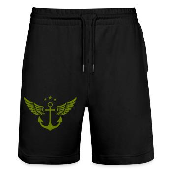 Anchor wings - Stanley/Stella Trainer Unisex Organic Jogging Shorts - black - Front - Nik (191cm) & Marisol (170cm)
