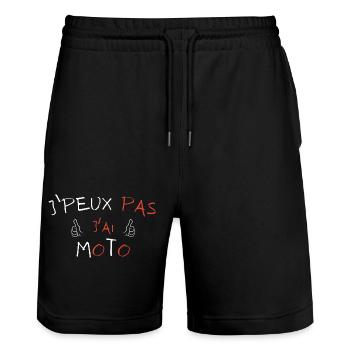 j'peux pas j'ai Moto - Short de jogging bio TRAINER Stanley/Stella unisexe - noir - Devant - Nik (191cm) & Marisol (170cm)