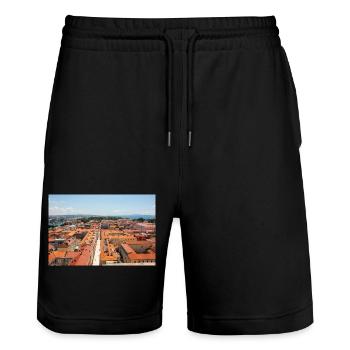 cityscape old town Zadar in the state of Zadar - Stanley/Stella Trainer Unisex Organic Jogging Shorts - black - Front - Nik (191cm) & Marisol (170cm)
