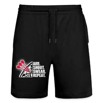 Aim Shoot Swear Repeat Dart Dartpfeil Dartscheibe - Stanley/Stella Unisex Bio Joggingshorts Trainer  - Schwarz - Vorne - Nik (191cm) & Marisol (170cm)