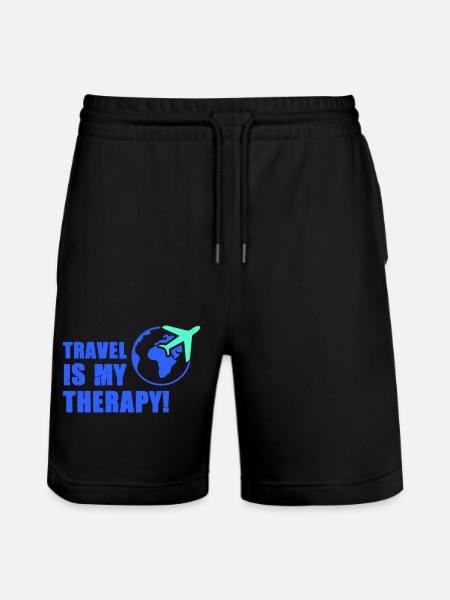 travel is my therapy - Stanley/Stella Trainer Unisex Organic Jogging Shorts - black