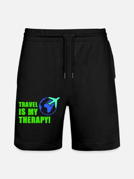 travel is my therapy - Stanley/Stella Unisex Bio Joggingshorts Trainer - Schwarz