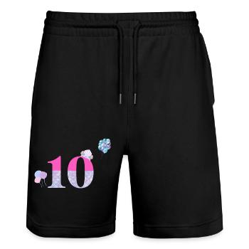 10e anniversaire sirène - Short de jogging bio TRAINER Stanley/Stella unisexe - noir - Devant - Nik (191cm) & Marisol (170cm)