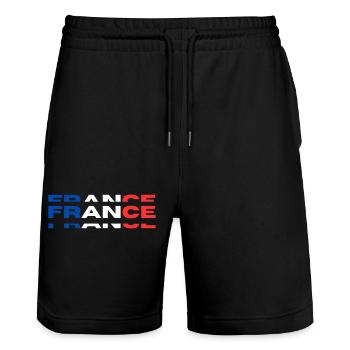 FRANCE - Short de jogging bio TRAINER Stanley/Stella unisexe - noir - Devant - Nik (191cm) & Marisol (170cm)