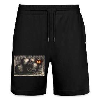 Halloween pumpkin - Stanley/Stella Trainer Unisex Organic Jogging Shorts - black - Front - Nik (191cm) & Marisol (170cm)