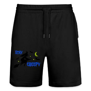stay creepy hexe 1 - Stanley/Stella Unisex Bio Joggingshorts Trainer  - Schwarz - Vorne - Nik (191cm) & Marisol (170cm)