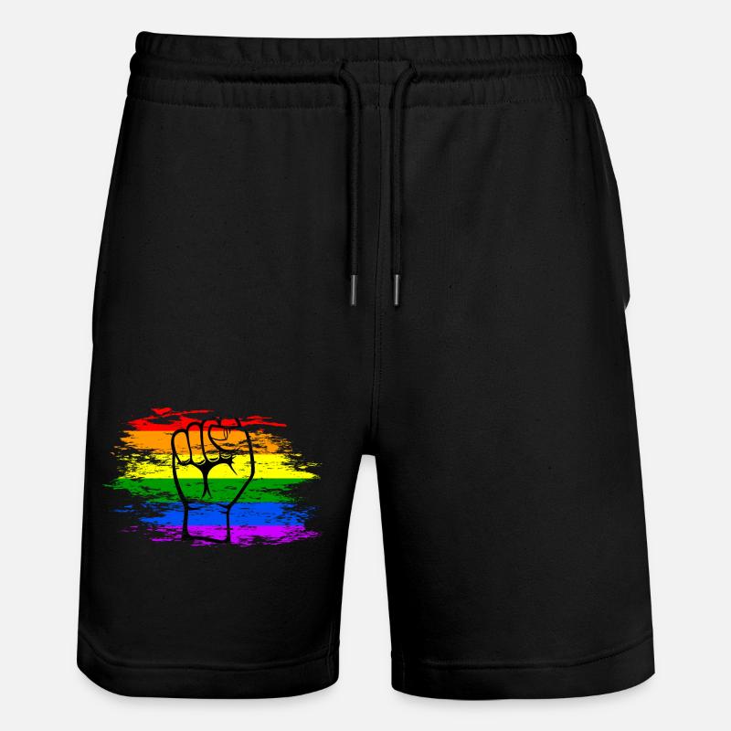 Poing de drapeau arc-en-ciel utilisé - Short de jogging bio TRAINER Stanley/Stella unisexe - noir