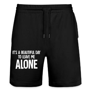 Es ist ein schöner Tag, um mich in Ruhe zu lassen - Stanley/Stella Unisex Bio Joggingshorts Trainer  - Schwarz - Vorne - Nik (191cm) & Marisol (170cm)