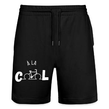 À la cool - idée cadeau vélo - Short de jogging bio TRAINER Stanley/Stella unisexe - noir - Devant - Nik (191cm) & Marisol (170cm)