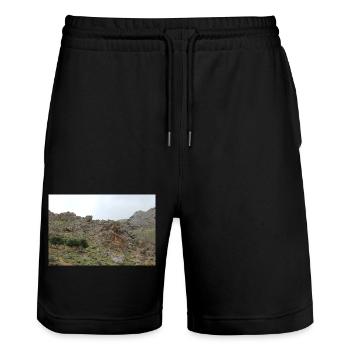 Mountain Mountains Mountain Landscape Poster - Stanley/Stella Trainer Unisex Organic Jogging Shorts - black - Front - Nik (191cm) & Marisol (170cm)