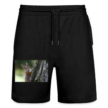 Eichhörnchen,Isibat - Stanley/Stella Unisex Bio Joggingshorts Trainer  - Schwarz - Vorne - Nik (191cm) & Marisol (170cm)
