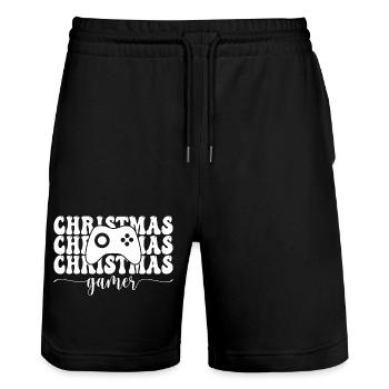 Joueur de Noël - Short de jogging bio TRAINER Stanley/Stella unisexe - noir - Devant - Nik (191cm) & Marisol (170cm)