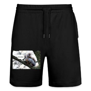 Eichhörnchen, Isibat - Stanley/Stella Unisex Bio Joggingshorts Trainer  - Schwarz - Vorne - Nik (191cm) & Marisol (170cm)