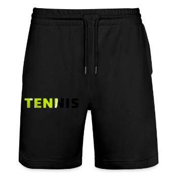 Tennis-idée cadeau original - Short de jogging bio TRAINER Stanley/Stella unisexe - noir - Devant - Nik (191cm) & Marisol (170cm)