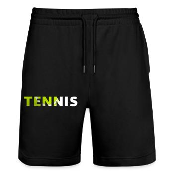 Tennis-idée cadeau original - Short de jogging bio TRAINER Stanley/Stella unisexe - noir - Devant - Nik (191cm) & Marisol (170cm)