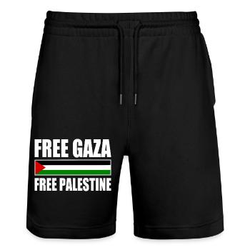 Free palestine free gaza - Stanley/Stella Trainer Unisex Organic Jogging Shorts - black - Front - Nik (191cm) & Marisol (170cm)