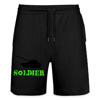 Tank Soldier - Stanley/Stella Trainer Unisex Organic Jogging Shorts - black - Front - Nik (191cm) & Marisol (170cm)