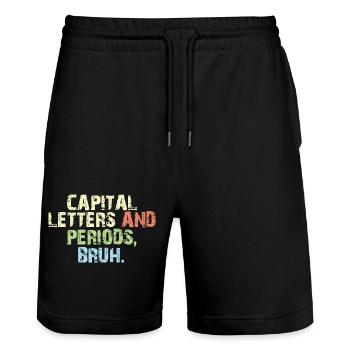 Funny ELA English Teacher Letters and Periods Bruh - Stanley/Stella Unisex Bio Joggingshorts Trainer  - Schwarz - Vorne - Nik (191cm) & Marisol (170cm)