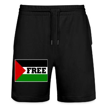 Free palestine - Short de jogging bio TRAINER Stanley/Stella unisexe - noir - Devant - Nik (191cm) & Marisol (170cm)