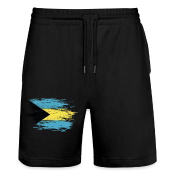 Drapeau des Bahamas utilisé - Short de jogging bio TRAINER Stanley/Stella unisexe - noir - Devant - Nik (191cm) & Marisol (170cm)