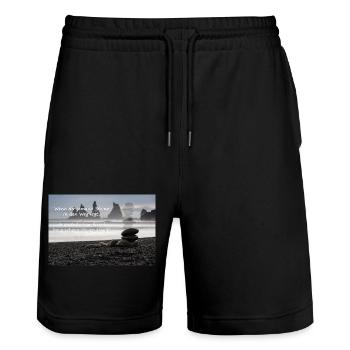 Steine im Weg - Stanley/Stella Unisex Bio Joggingshorts Trainer  - Schwarz - Vorne - Nik (191cm) & Marisol (170cm)