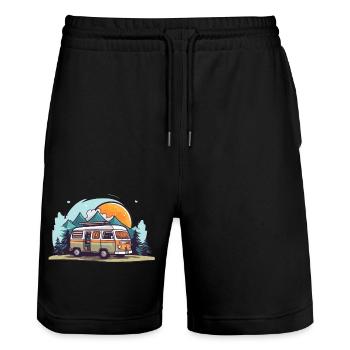 Vanlife - Stanley/Stella Unisex Bio Joggingshorts Trainer  - Schwarz - Vorne - Nik (191cm) & Marisol (170cm)