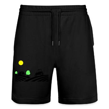 traktor farm - Stanley/Stella Unisex Bio Joggingshorts Trainer  - Schwarz - Vorne - Nik (191cm) & Marisol (170cm)