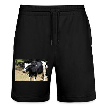 Affiche de vache - Short de jogging bio TRAINER Stanley/Stella unisexe - noir - Devant - Nik (191cm) & Marisol (170cm)