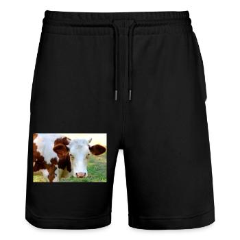 Affiche de vache - Short de jogging bio TRAINER Stanley/Stella unisexe - noir - Devant - Nik (191cm) & Marisol (170cm)