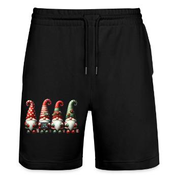 Des gnomes festifs avec « Joyeux Noël » - Short de jogging bio TRAINER Stanley/Stella unisexe - noir - Devant - Nik (191cm) & Marisol (170cm)