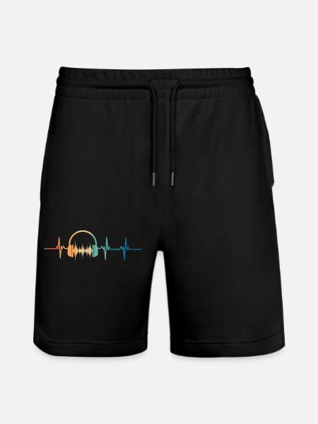 Heartbeat music headphones - Stanley/Stella Trainer Unisex Organic Jogging Shorts - black