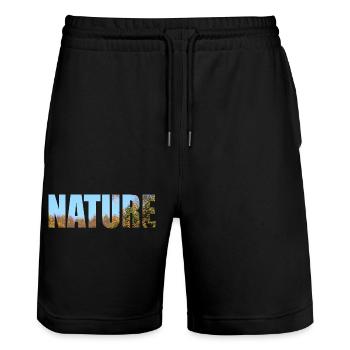 Nature - Stanley/Stella Trainer Unisex Organic Jogging Shorts - black - Front - Nik (191cm) & Marisol (170cm)