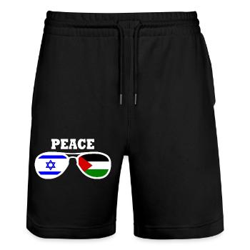 Free Palestine Israel frieden peace - Stanley/Stella Unisex Bio Joggingshorts Trainer  - Schwarz - Vorne - Nik (191cm) & Marisol (170cm)