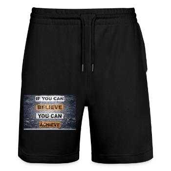 Wenn du glauben kannst, kannst du es schaffen, zu sagen - Stanley/Stella Unisex Bio Joggingshorts Trainer  - Schwarz - Vorne - Nik (191cm) & Marisol (170cm)