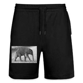 Elefantenbaby - Stanley/Stella Unisex Bio Joggingshorts Trainer  - Schwarz - Vorne - Nik (191cm) & Marisol (170cm)