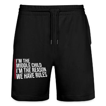 I'm The Middle Child I'm The Reason We Have Rules - Stanley/Stella Unisex Bio Joggingshorts Trainer  - Schwarz - Vorne - Nik (191cm) & Marisol (170cm)