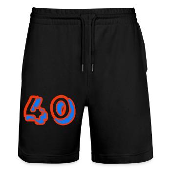40. 40 YEARS. 40th ANNIVERSARY. 40TH ANNIVERSARY. - Stanley/Stella Trainer Unisex Organic Jogging Shorts - black - Front - Nik (191cm) & Marisol (170cm)