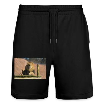 Male Lion CSC 0883 - Stanley/Stella Trainer Unisex Organic Jogging Shorts - black - Front - Nik (191cm) & Marisol (170cm)