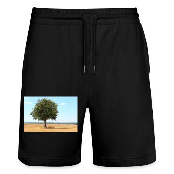 Tree, Environment, Nature - Stanley/Stella Trainer Unisex Organic Jogging Shorts - black - Front - Nik (191cm) & Marisol (170cm)