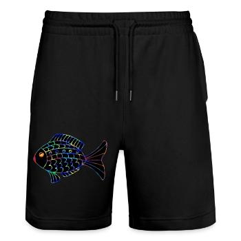 Poisson - Short de jogging bio TRAINER Stanley/Stella unisexe - noir - Devant - Nik (191cm) & Marisol (170cm)