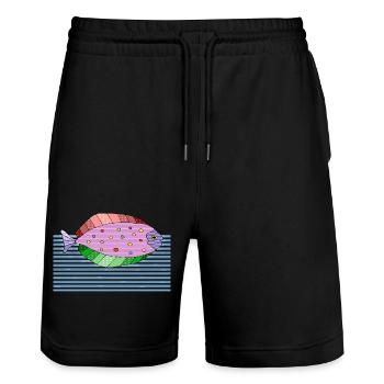 Poisson - Short de jogging bio TRAINER Stanley/Stella unisexe - noir - Devant - Nik (191cm) & Marisol (170cm)