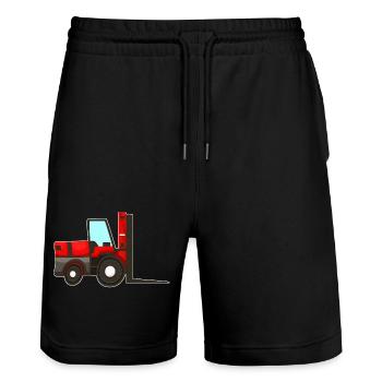 Red Forklift - Stanley/Stella Trainer Unisex Organic Jogging Shorts - black - Front - Nik (191cm) & Marisol (170cm)