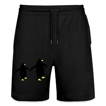 pinguin silhouette 2 - Stanley/Stella Unisex Bio Joggingshorts Trainer  - Schwarz - Vorne - Nik (191cm) & Marisol (170cm)