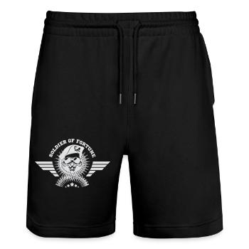 Army War Military Uniform Force Soldier Camouflage - Stanley/Stella Trainer Unisex Organic Jogging Shorts - black - Front - Nik (191cm) & Marisol (170cm)