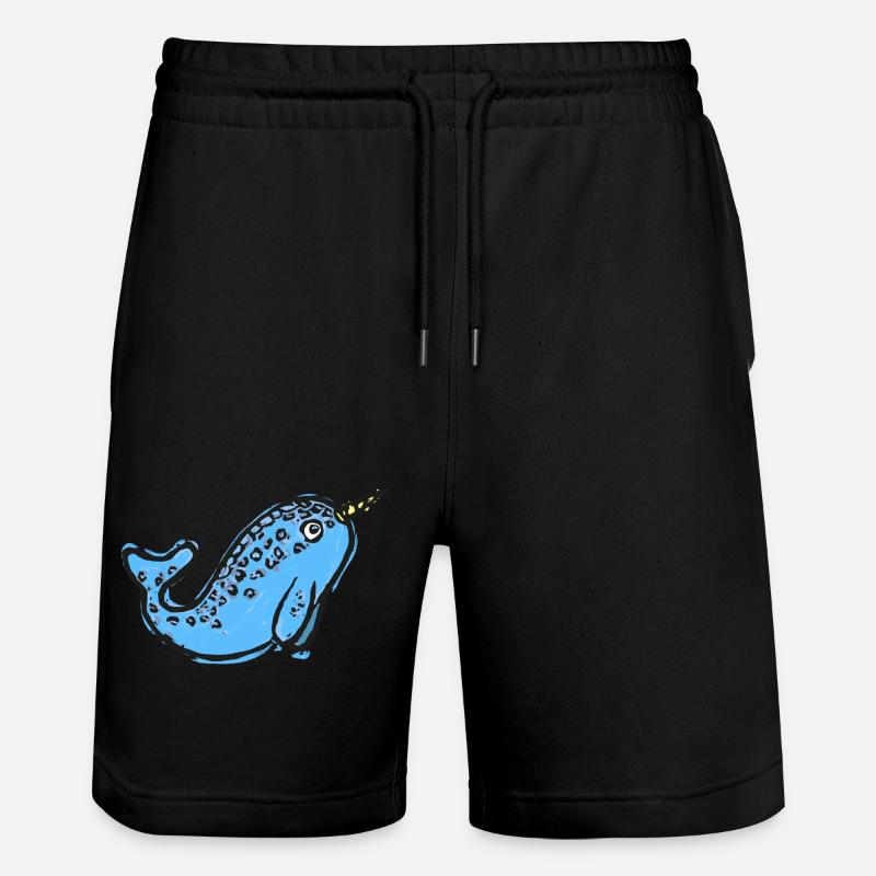 Illustration mignonne de narval - Short de jogging bio TRAINER Stanley/Stella unisexe - noir