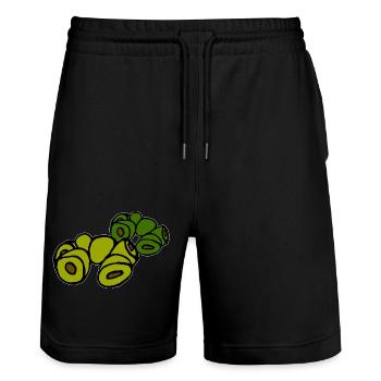 verschiedene Oliven - Stanley/Stella Unisex Bio Joggingshorts Trainer  - Schwarz - Vorne - Nik (191cm) & Marisol (170cm)